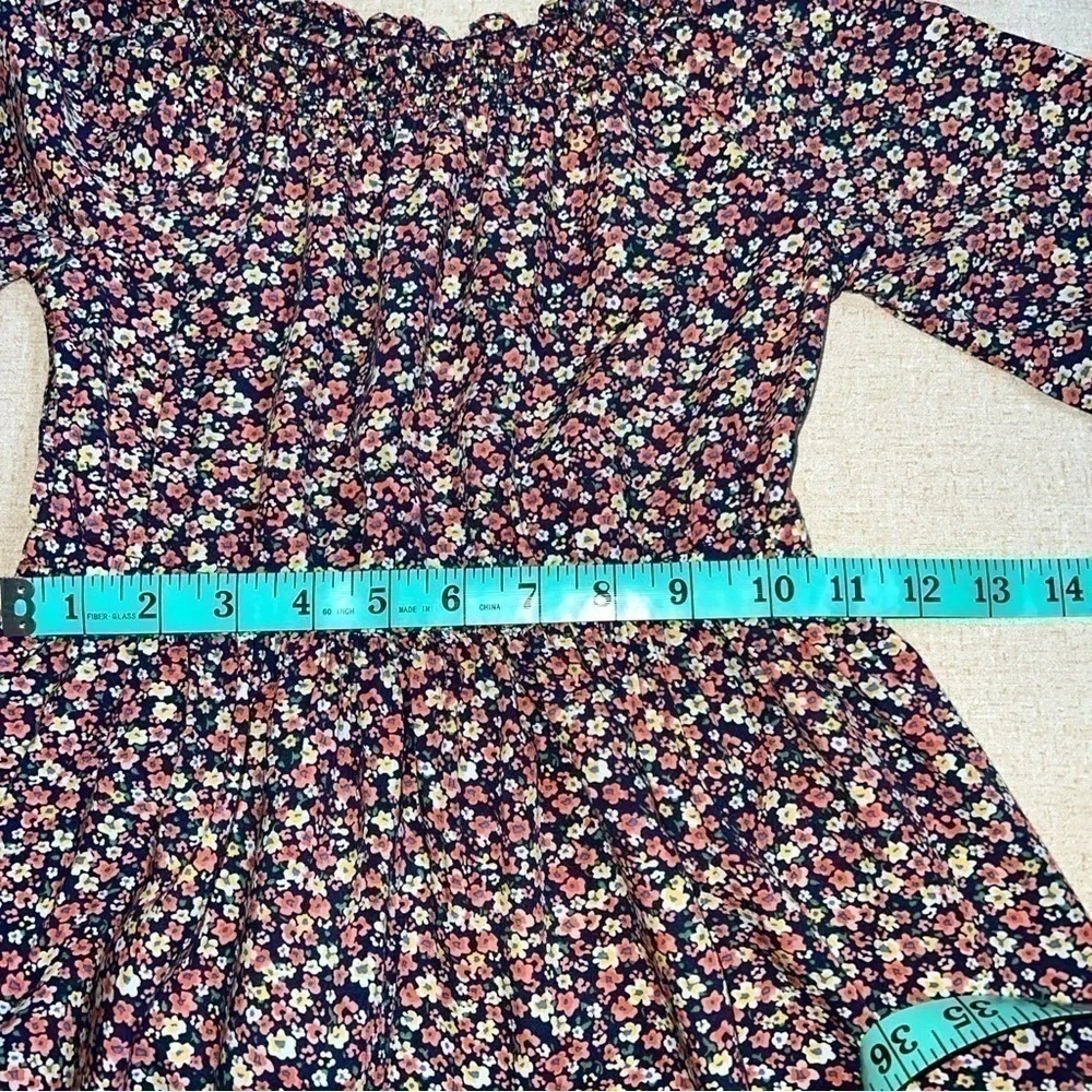 Carters Floral Smocked Dress Girls Size 5/5A Long Sleeve Multicolor Colorful.
